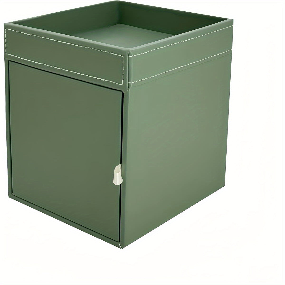 Modern Square Faux Leather Tissue Box Cover - Light Green, Decorative Storage Tray with Multiple Compartments, Perfect for Bathroom, Bedroom, Living Room & Office Decor, Decorative Tray | Modern Decor | Durable Plastic