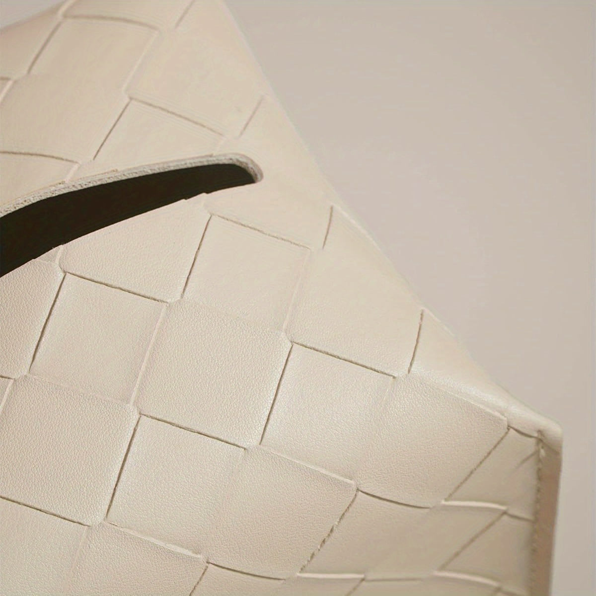 Square Tissue Box Cover, Set of 2 - Aesthetic Tissues Cube Boxes Holder - Desk Decor for Room, Home & Office - Woven Textured, Light Taupe