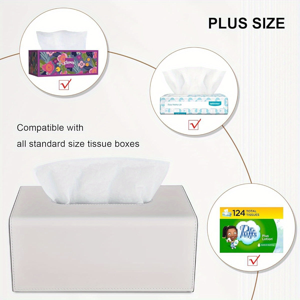 Rectangular Tissue Box Cover Made of PU Leather, Featuring a Magnetic Bottom, Suitable for Facial Tissues Or Napkins, Ideal for Office And Living Room Decoration (Ivory White).