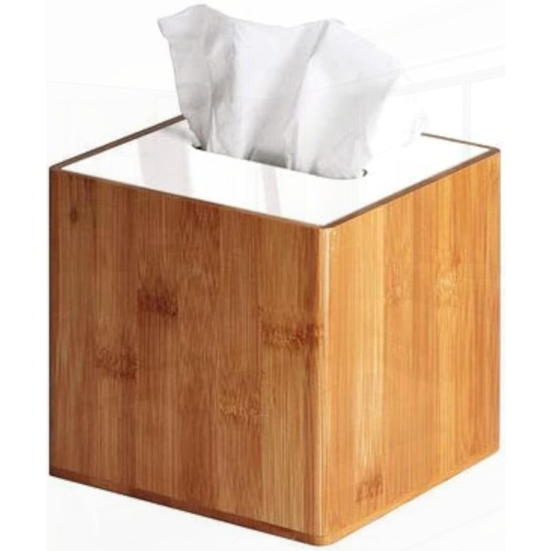 JackCubeDesign Modern Square Tissue Box Holder - Bamboo-like Organizer with Acrylic Lid, Space-Saving Bathroom/Office/ Living Room Decor, Compatible with Standard Tissues, Elegant Home Storage Case MK340A, Office Decor, Minimalist Design, Durable