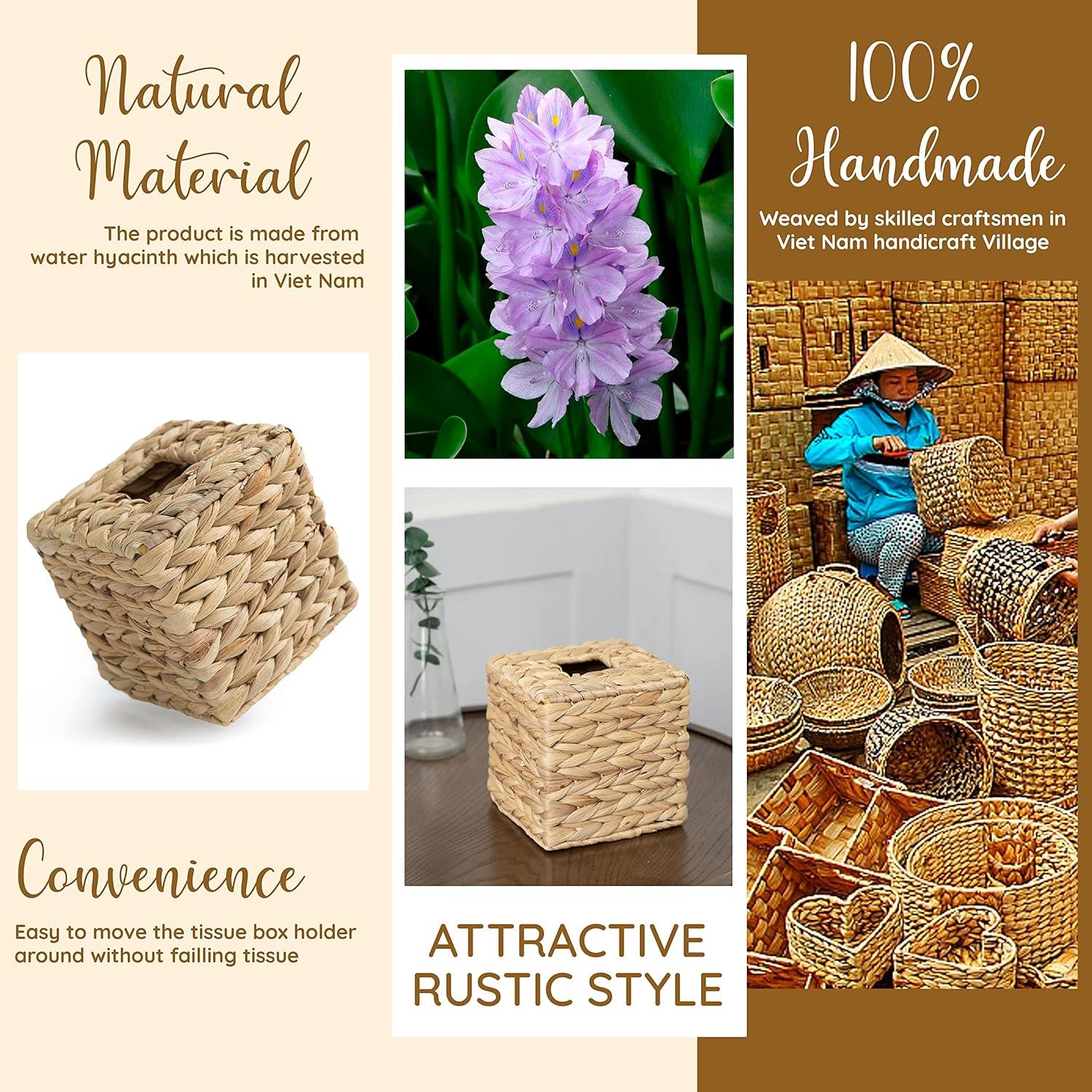 KOLWOVEN Round Tissue Box Cover Holder - Elegant Woven Tissue Dispenser with Decorative Lid, Durable Woven Fabric Design for Bathroom, Living Room, Office - Decorative Tissue Organizer, Fits Standard Tissues, Space-Saving Home Decor Accessory (Multi-Color