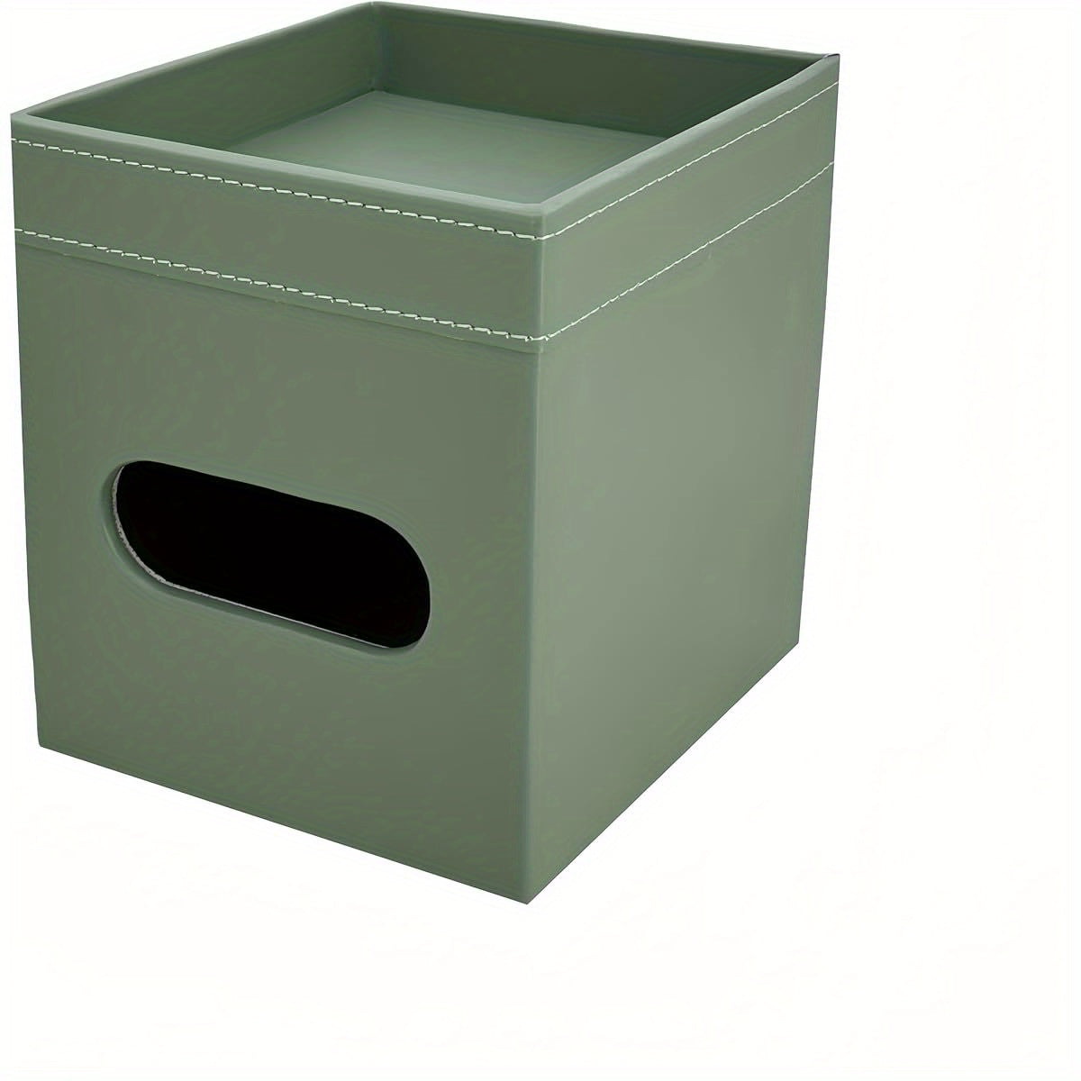 Modern Square Faux Leather Tissue Box Cover - Light Green, Decorative Storage Tray with Multiple Compartments, Perfect for Bathroom, Bedroom, Living Room & Office Decor, Decorative Tray | Modern Decor | Durable Plastic