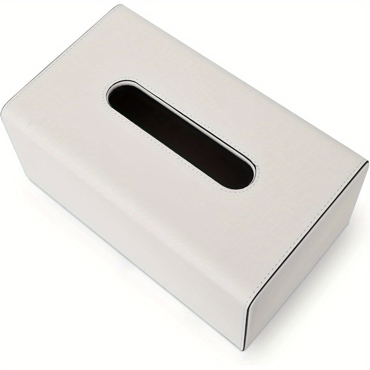 Rectangular Tissue Box Cover Made of PU Leather, Featuring a Magnetic Bottom, Suitable for Facial Tissues Or Napkins, Ideal for Office And Living Room Decoration (Ivory White).
