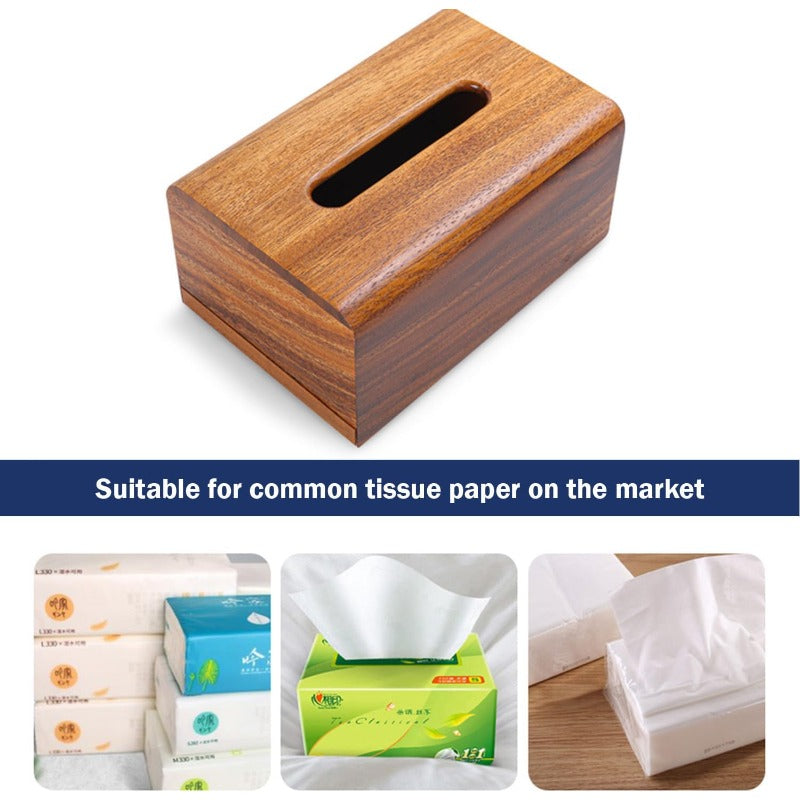 Premium Walnut Wood Tissue Box Cover with Slide-Out Bottom - Modern Decorative Tissue Holder, 5, 6x5, 6x6 Inch Natural Wood Finish, Durable & Stylish for Bedroom, Dining Table, Office - Elegant Home Decor Accessory, Tissue Holder for Bathroom, Bedroom