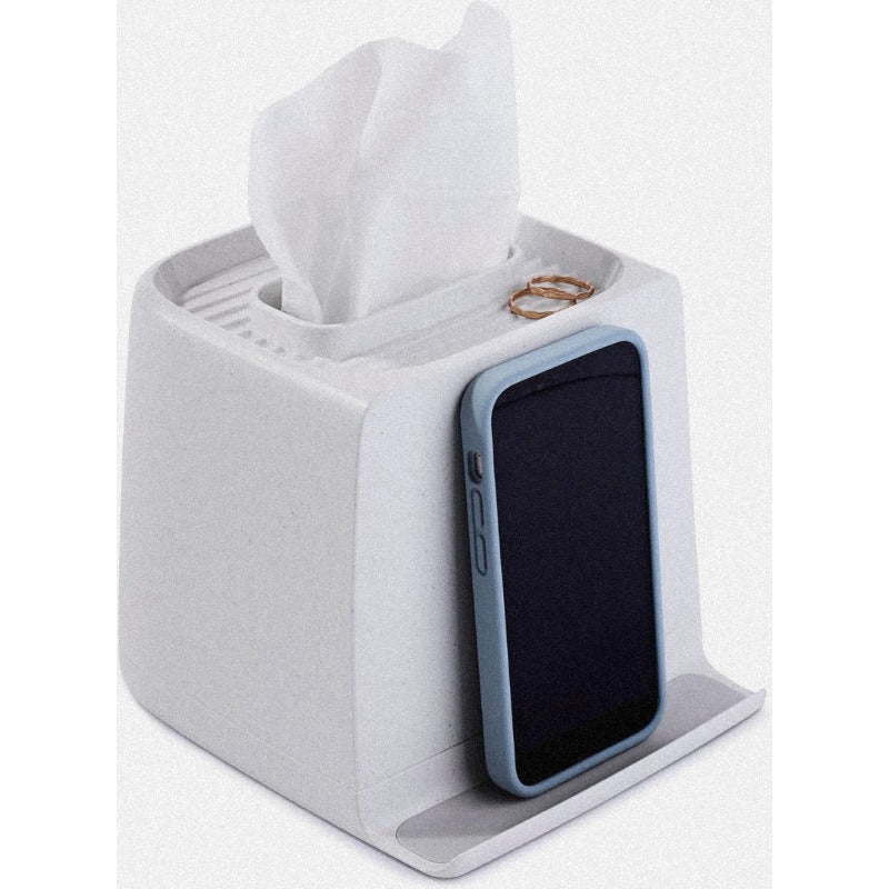 The Cube Tissue Holder Is a Square Box Designed to Store Phones, Jewelry, Makeup, And Other Accessories, Perfect for Organizing Your Nightstand, Desk, Or Bathroom.