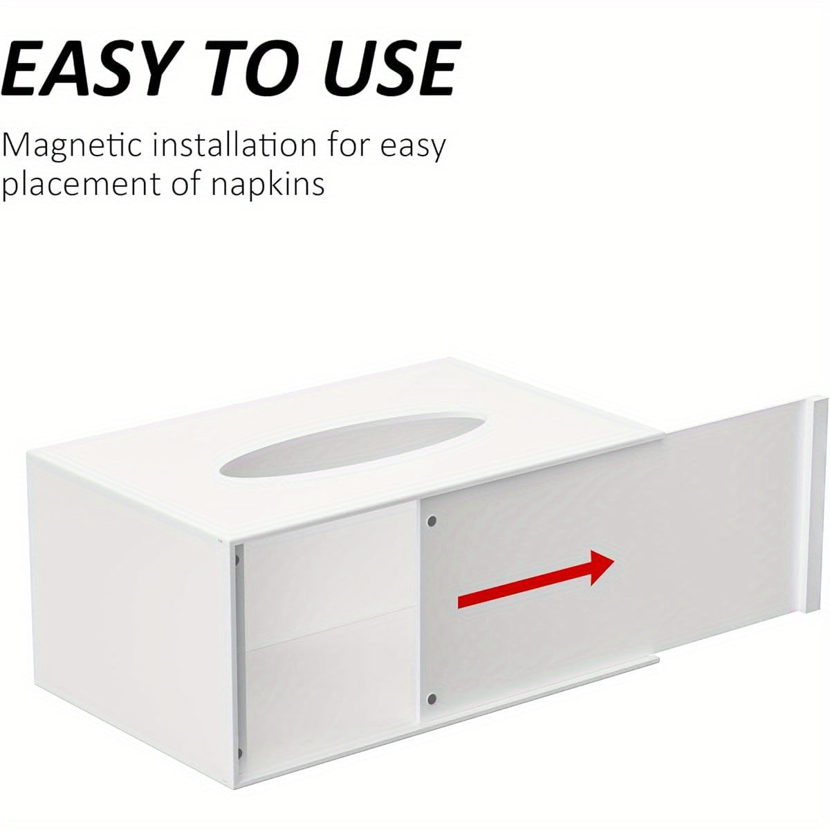 Modern Minimalist Tissue Box Cover and Dispenser with Built-in Storage Tray - Space-Saving Organizer, Durable Plastic Construction for Bathroom, Kitchen, Home, Office - Fits Standard Tissues (9.85x4.5x6.3 Inches) - Decorative Countertop or Under Cabinet