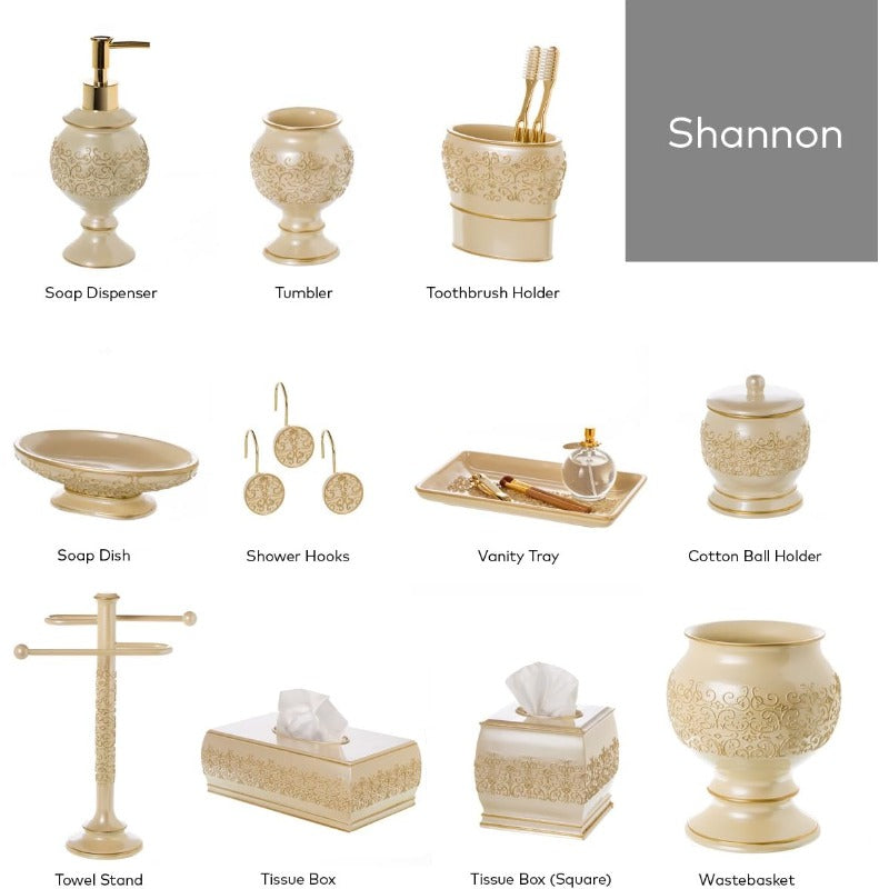 Shannon Tissue Box Cover Square Decorative Tissue Box Holder for Bathroom Beige and Gold Tissue Cover with Durable Bottom Slider