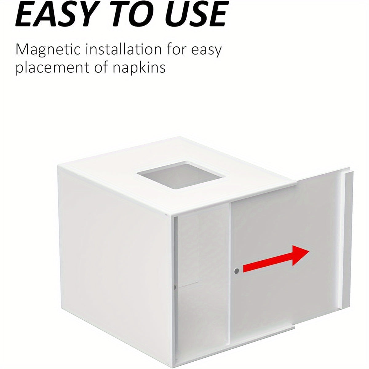 White Acrylic Tissue Box Cover with Storage Tray - Square Napkin Dispenser for Bathroom, Kitchen, Home Office (5.5x5.5x6.7)