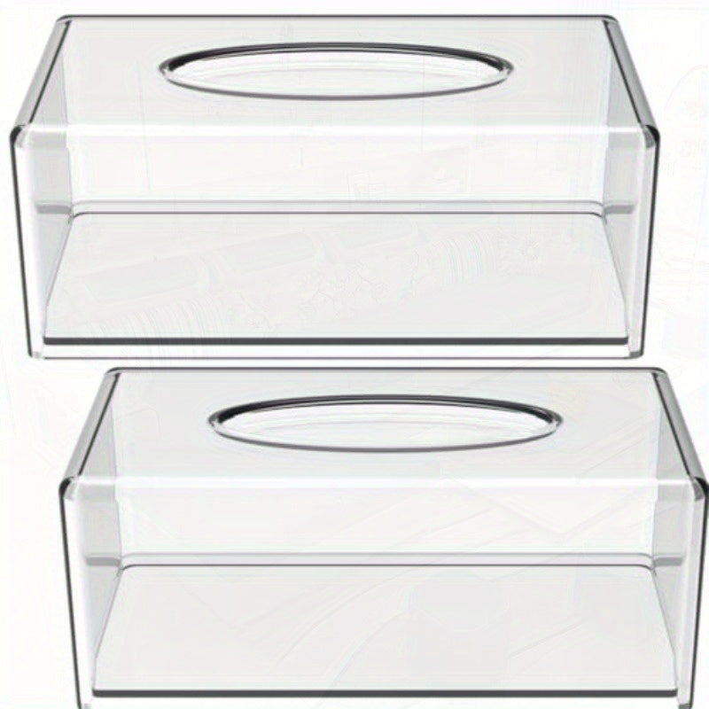 2 Pack Clear Tissue Dispenser Box Lar Facial Acrylic Tissue Box Cover Holder Napkin Organizer for Bathroom Kitchen and Office Room Rec 2.64gal X 5.3 W X 4.3 H