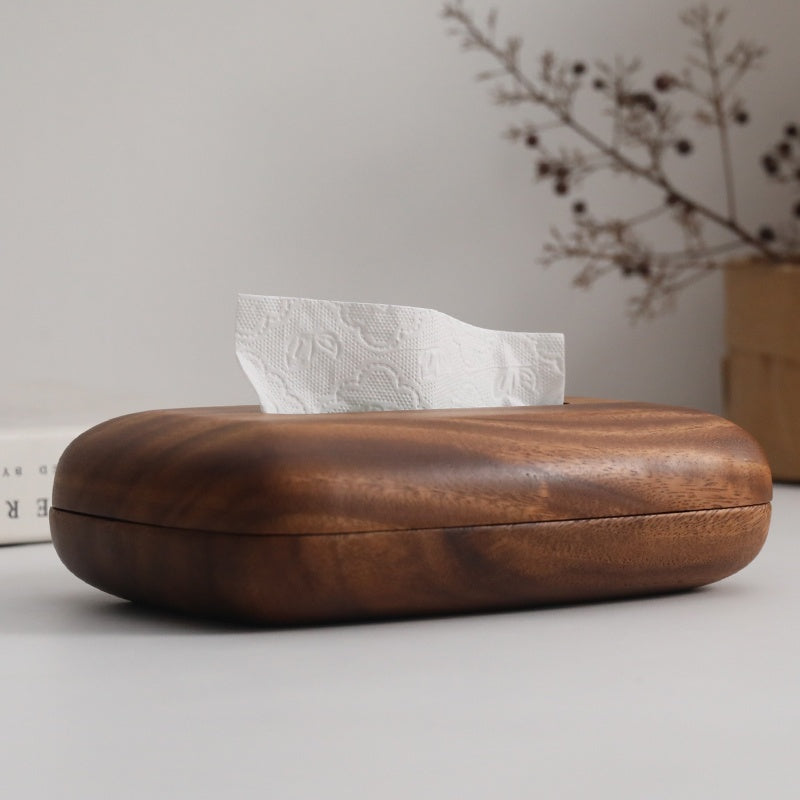 LEEAN Walnut Tissue Box Holder - Modern Minimalist Rectangular Design with Easy-Refill Sliding Lid, Recycled Walnut Wood & Polished Finish - Vintage Decorative Storage for Bathroom, Office, Nightstand, Tabletop - Durable & Space-Saving Organizer