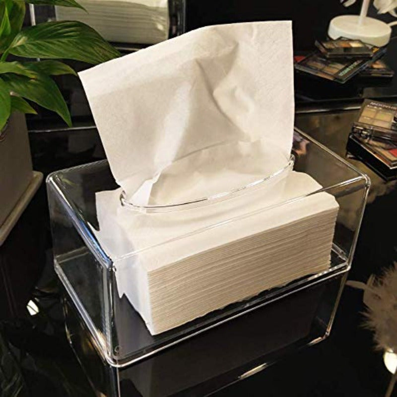 2 Pack Clear Tissue Dispenser Box Lar Facial Acrylic Tissue Box Cover Holder Napkin Organizer for Bathroom Kitchen and Office Room Rec 2.64gal X 5.3 W X 4.3 H