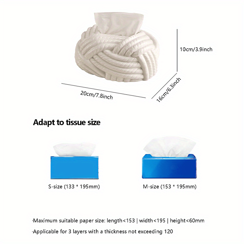 1pc Elegant Ceramic Tissue Box Holder - Modern Nordic Decor with Knot Design, Bathroom Vanity Organizer, Living Room, Bedroom, Dining Table Decoration - Housewarming Gift for Home, Office, or Hotel - Durable Ceramic Construction, Decorative Storage