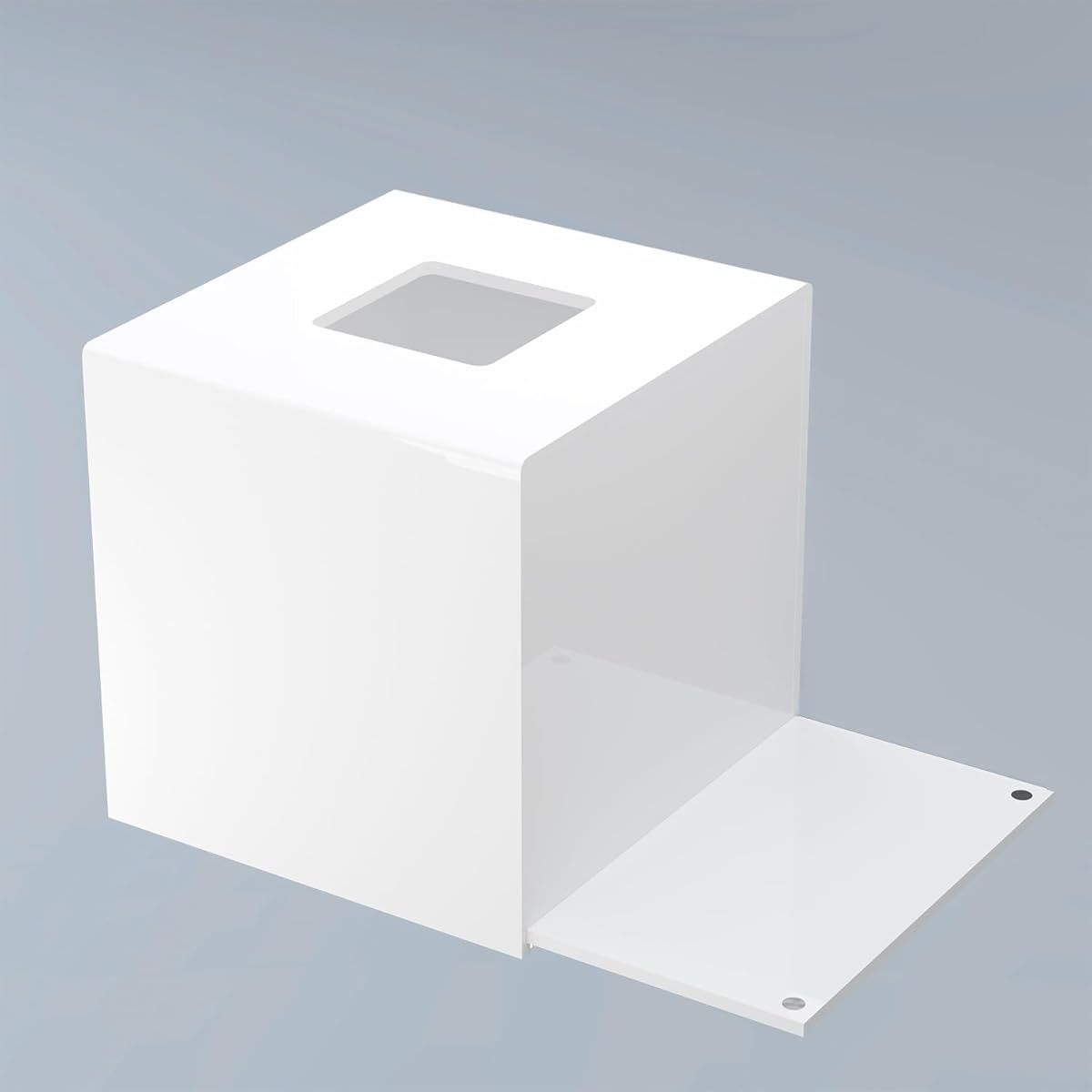 Acrylic Tissue Box Cover, White Square Tissue Box Holder, Facial Napkin Dispenser for Bathroom Kitchen Bedroom Office Hotel Use