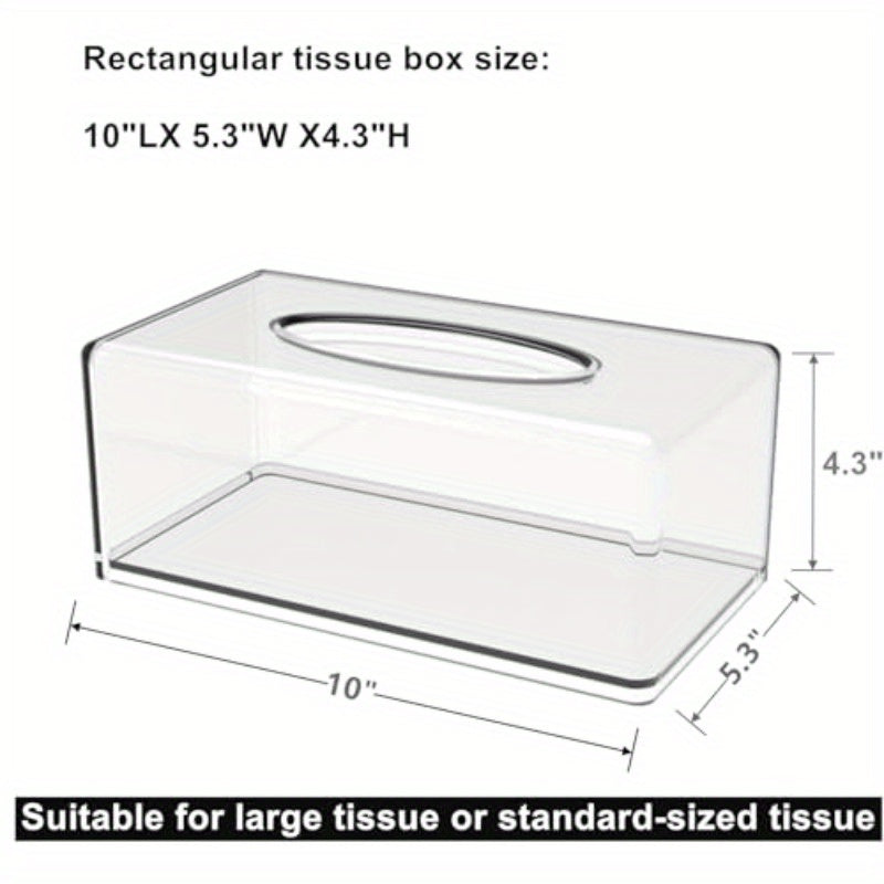 2 Pack Clear Tissue Dispenser Box Lar Facial Acrylic Tissue Box Cover Holder Napkin Organizer for Bathroom Kitchen and Office Room Rec 2.64gal X 5.3 W X 4.3 H