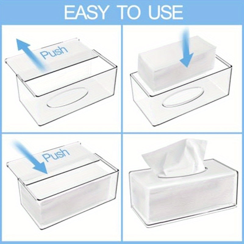 2 Pack Clear Tissue Dispenser Box Lar Facial Acrylic Tissue Box Cover Holder Napkin Organizer for Bathroom Kitchen and Office Room Rec 2.64gal X 5.3 W X 4.3 H