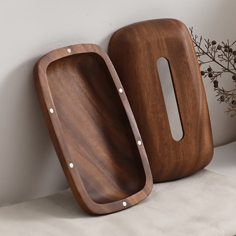 LEEAN Walnut Tissue Box Holder - Modern Minimalist Rectangular Design with Easy-Refill Sliding Lid, Recycled Walnut Wood & Polished Finish - Vintage Decorative Storage for Bathroom, Office, Nightstand, Tabletop - Durable & Space-Saving Organizer