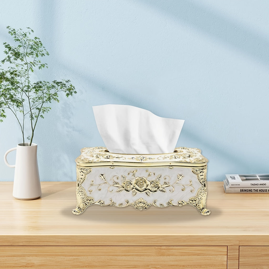 Tissue Box Cover Tissue Box Holder Facial Tissue Paper Organizer Luxury Facial Napkin Holder for Home, 1 count, Living Room Decor, Bathroom Accessory, Modern Design, Sleek Holder, Lightweight Construction, Durable Material, Napkin Storage, Household
