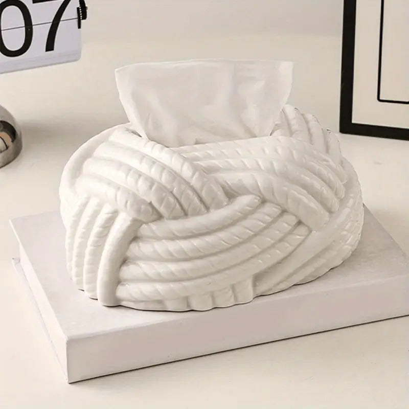 1pc Elegant Ceramic Tissue Box Holder - Modern Nordic Decor with Knot Design, Bathroom Vanity Organizer, Living Room, Bedroom, Dining Table Decoration - Housewarming Gift for Home, Office, or Hotel - Durable Ceramic Construction, Decorative Storage