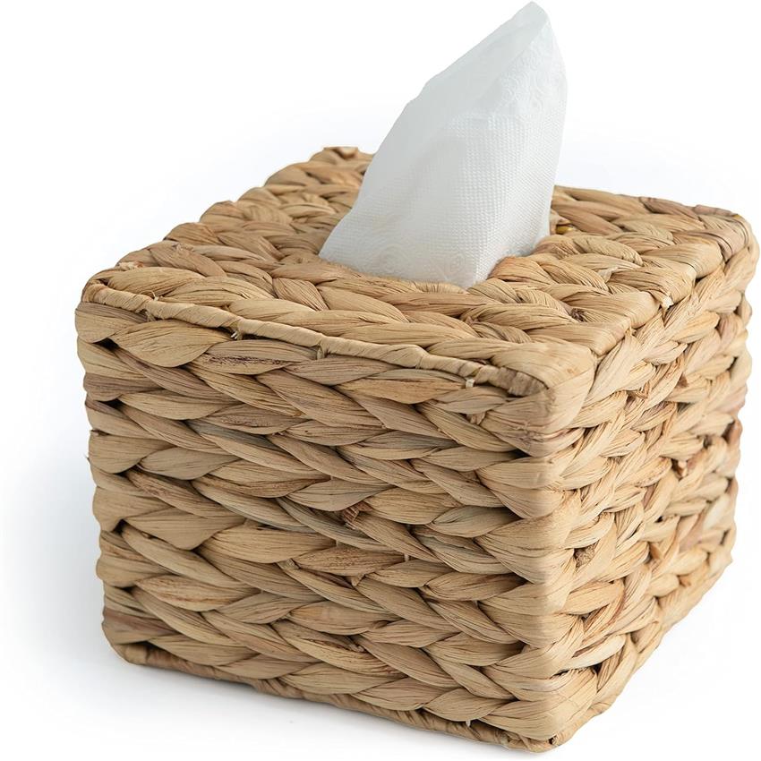 KOLWOVEN Round Tissue Box Cover Holder - Elegant Woven Tissue Dispenser with Decorative Lid, Durable Woven Fabric Design for Bathroom, Living Room, Office - Decorative Tissue Organizer, Fits Standard Tissues, Space-Saving Home Decor Accessory (Multi-Color