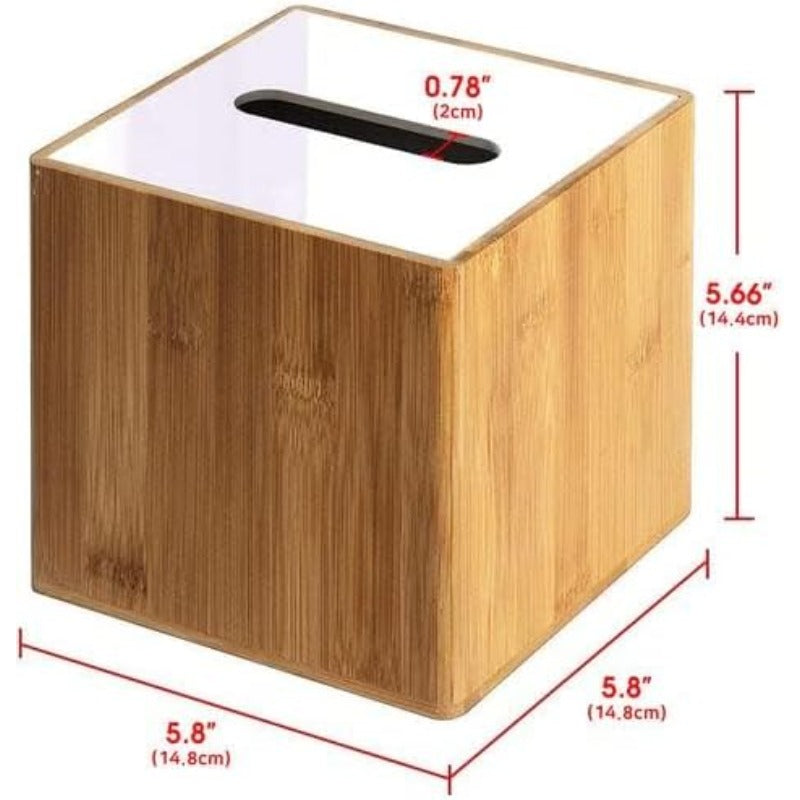 JackCubeDesign Modern Square Tissue Box Holder - Bamboo-like Organizer with Acrylic Lid, Space-Saving Bathroom/Office/ Living Room Decor, Compatible with Standard Tissues, Elegant Home Storage Case MK340A, Office Decor, Minimalist Design, Durable